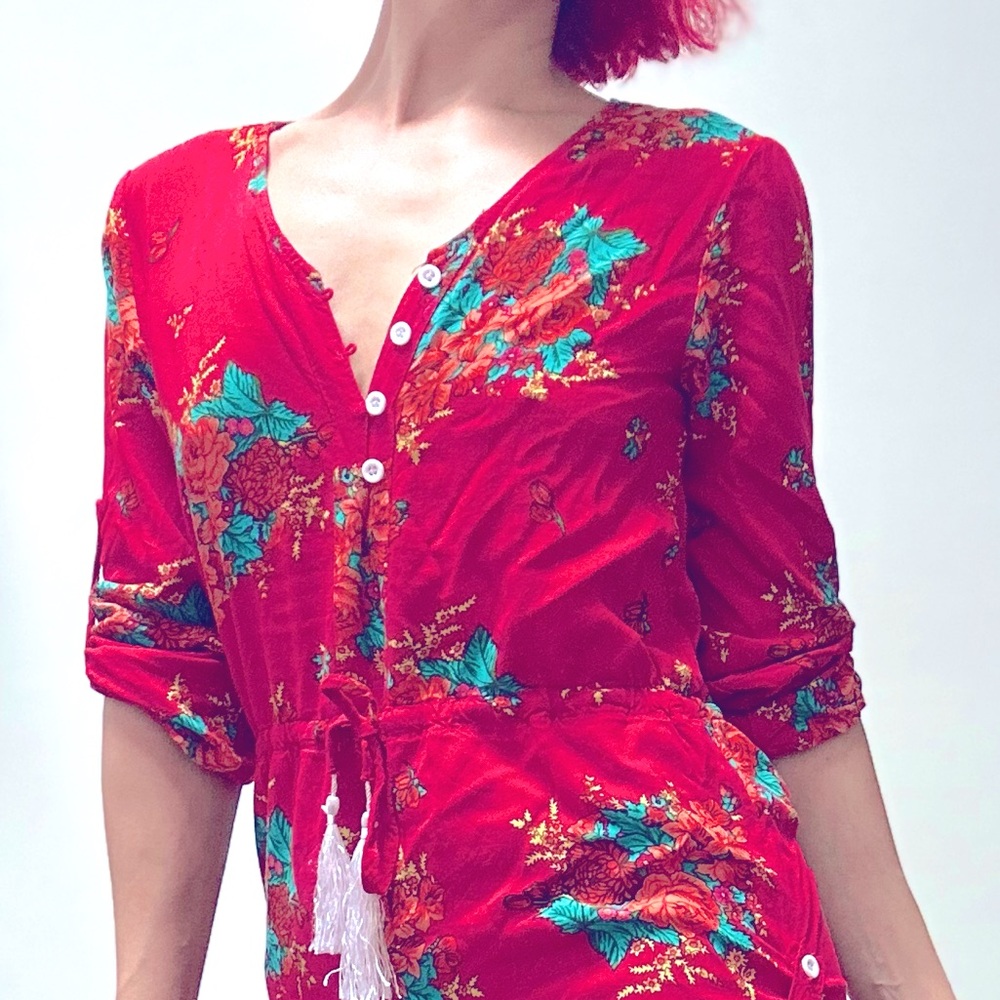 NLW Red floral Romper (M)